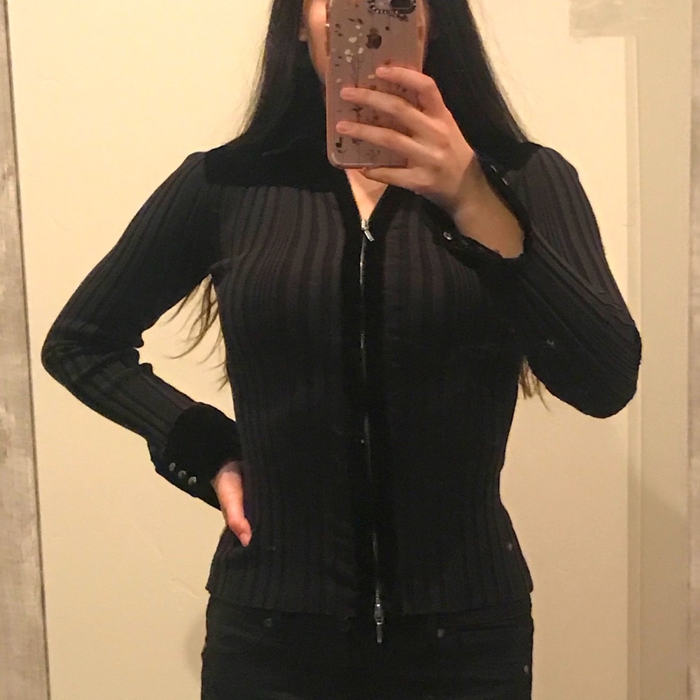 CAbi Zip-Up Jacket With Crushed Velvet